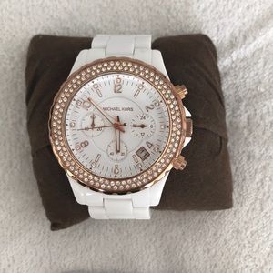 Michael Kors White Ceramic and Rose Gold watch